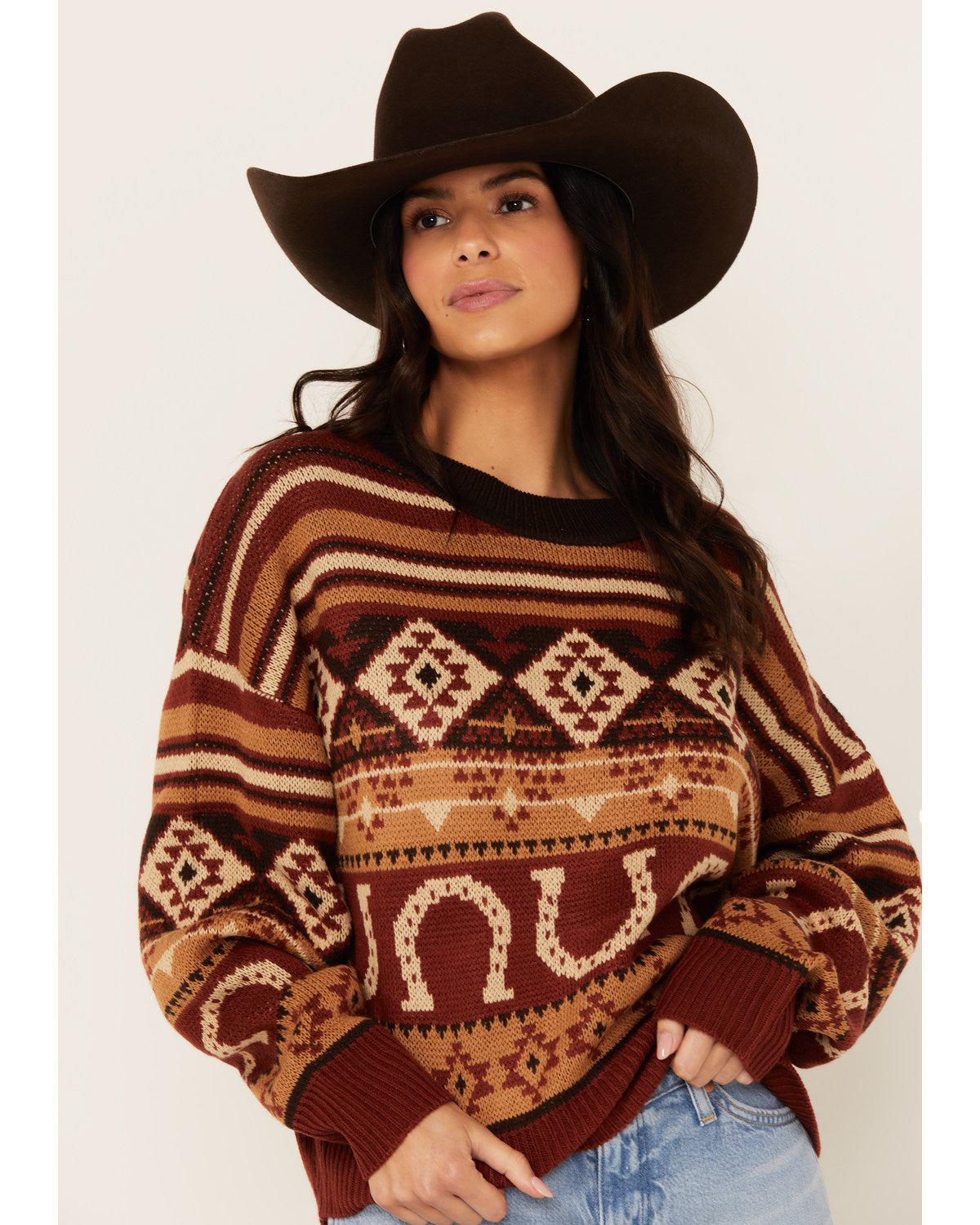 Horseshoe Burgundy Sweater