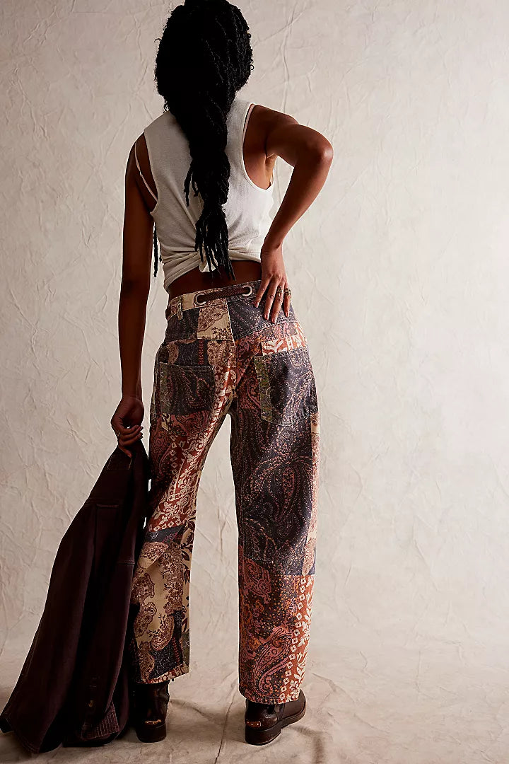 Moxie Printed Barrel Jeans