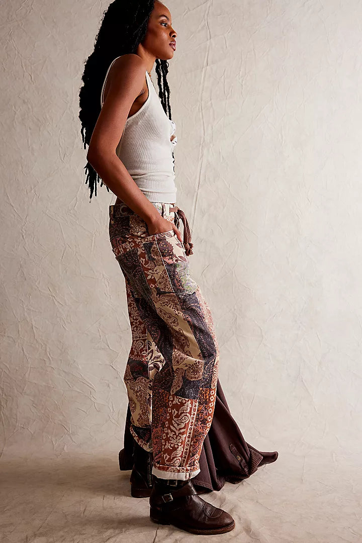 Moxie Printed Barrel Jeans