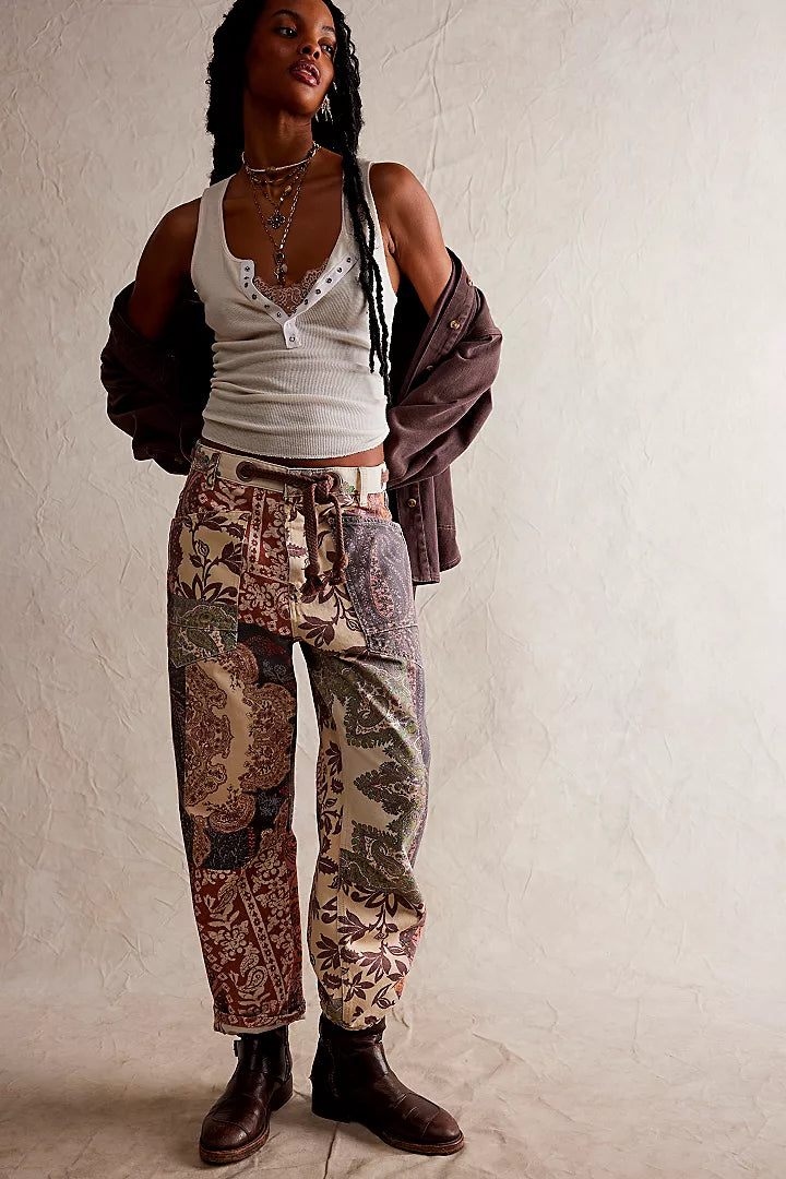 Moxie Printed Barrel Jeans