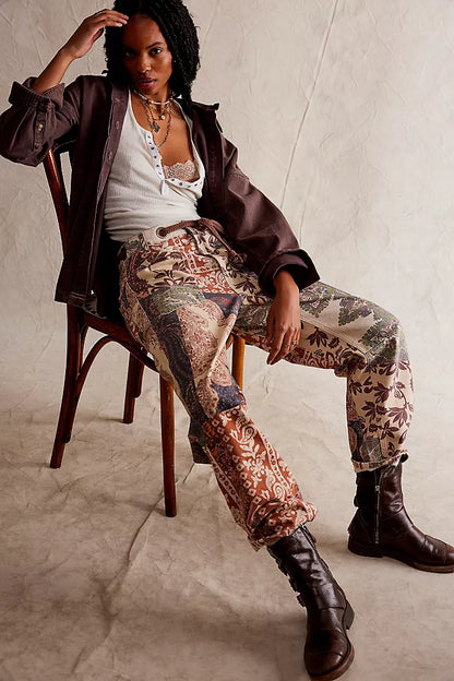 Moxie Printed Barrel Jeans