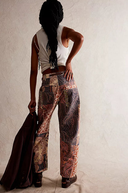 Moxie Printed Barrel Jeans
