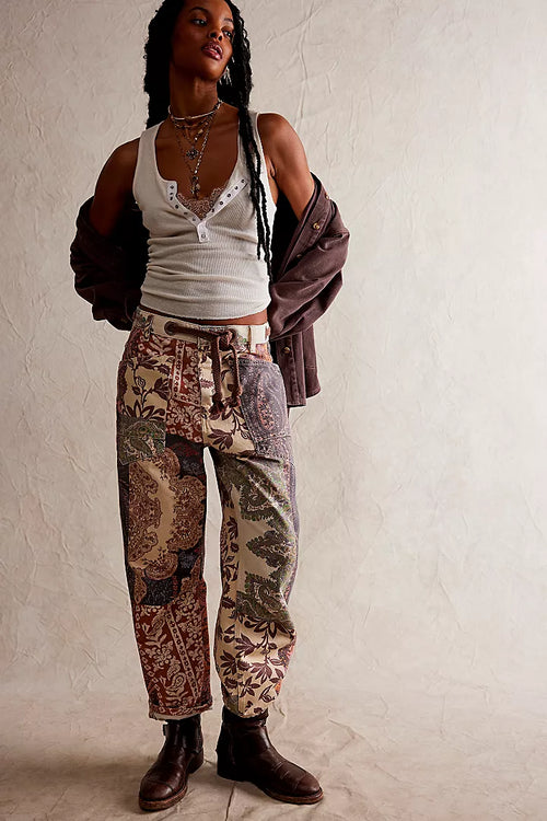 Moxie Printed Barrel Jeans